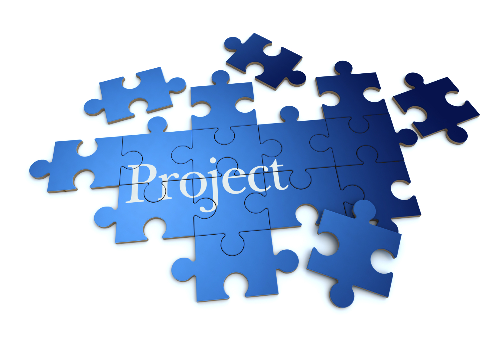 Project puzzle in blue
